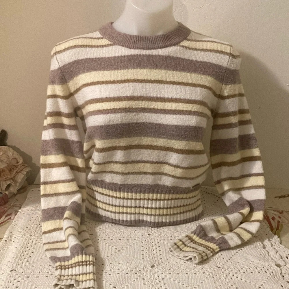 Abercrombie & Fitch cotton velour striped sweater XS